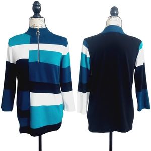 Carol Rose Color Block Women's Sweater 3/4 Sleeve L